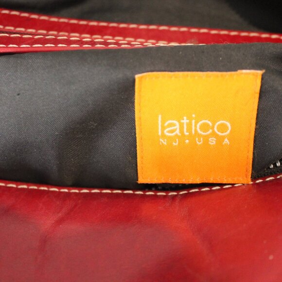 Latico New Jersey USA Red Leather Shoulder or Tote Footed Silver Hardware - Picture 7 of 14